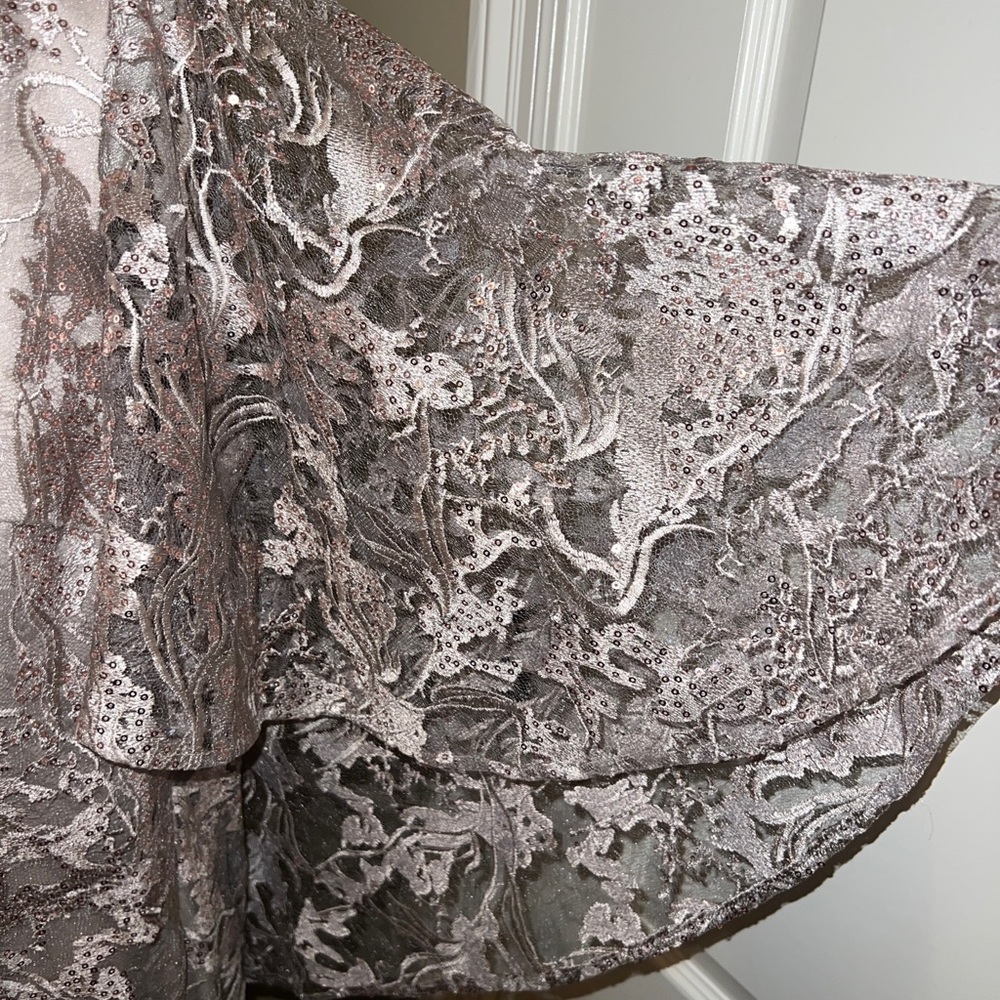 Mori Lee Champagne Lace Evening Gown - Picture 8 of 12
